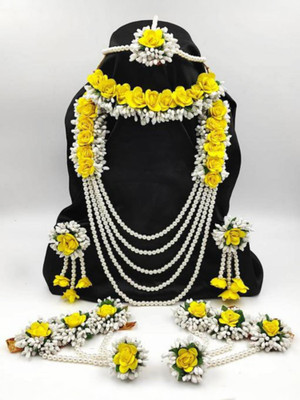Anshiba Creation Fabric Yellow, White Jewellery Set(Pack of 1)