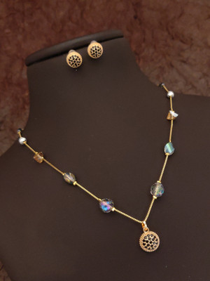 Queenzart Brass Gold-plated Multicolor Jewellery Set(Pack of 1)