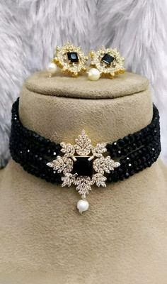 ARADHEMA Brass Gold-plated Black Jewellery Set(Pack of 1)