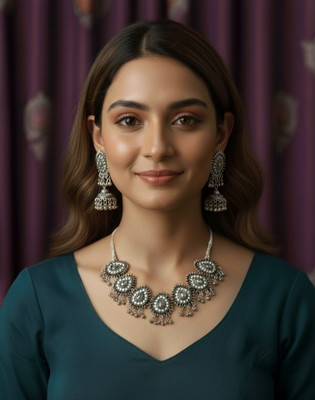 ALLINENTERPRISE Oxidised Silver Black Jewellery Set(Pack of 1)