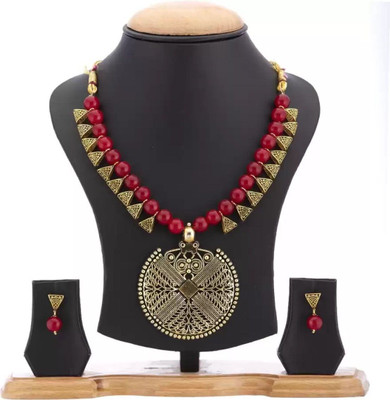 Bhagya Lakshmi Alloy Red Jewellery Set(Pack of 1)
