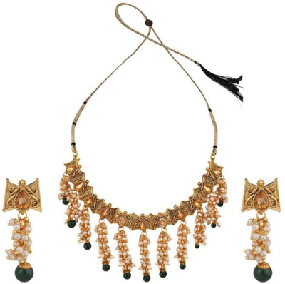 Bhana Jewells Brass Gold-plated Green Jewellery Set(Pack of 1)