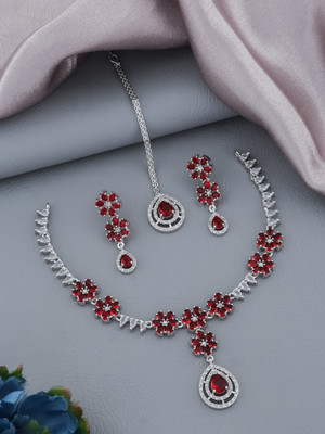 AKENTERPRISE Brass Silver Red, Silver Jewellery Set(Pack of 1)