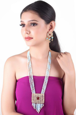 Kirti Traders Alloy Gold-plated Blue Jewellery Set(Pack of 1)