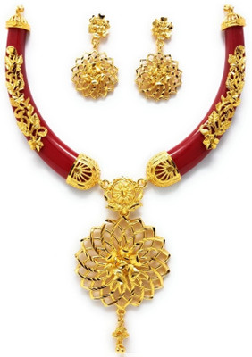 njj Zinc Gold-plated Red Jewellery Set(Pack of 1)