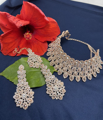 triveni creations Alloy Gold-plated Turquoise Jewellery Set(Pack of 1)