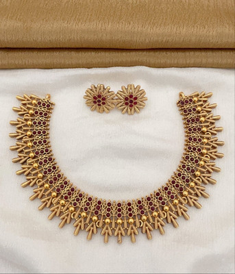 Joyful Alloy Gold-plated Maroon Jewellery Set(Pack of 1)