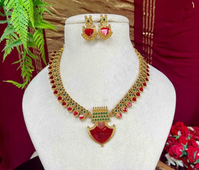 Joyful Alloy Gold-plated Pink Jewellery Set(Pack of 1)