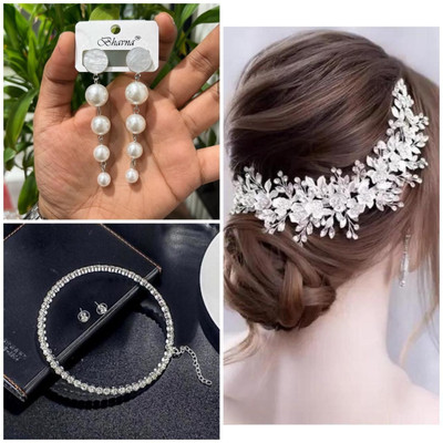 tbh Alloy Silver Jewellery Set(Pack of 4)