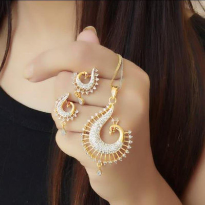 Pihoo Enterprise Alloy Gold-plated Gold Jewellery Set(Pack of 1)