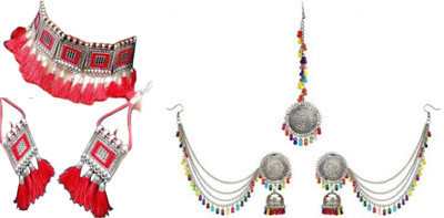 JMBW INTERNATIONAL Alloy Black, Silver, Red, Multicolor Jewellery Set(Pack of 2)