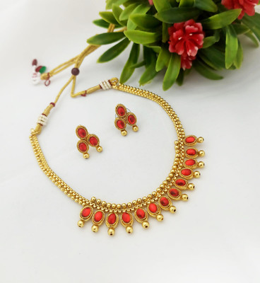 BUY FOR CHANGE LLP Alloy Gold-plated Red Jewellery Set(Pack of 1)