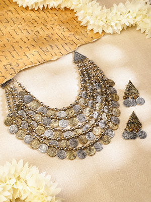 RUBANS Brass Silver Gold Jewellery Set(Pack of 3)