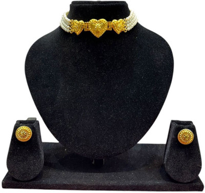 RNJewels Alloy Gold, White Jewellery Set(Pack of 1)