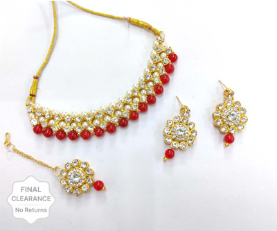 shivay Alloy Gold-plated Red Jewellery Set(Pack of 1)