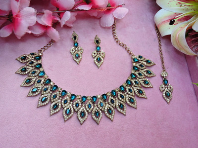 VATSALYA creation Alloy Gold-plated Turquoise Jewellery Set(Pack of 1)