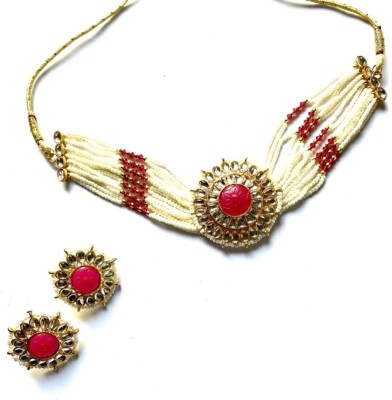 NIKYANKA Brass Gold-plated Gold, Red, White Jewellery Set(Pack of 2)