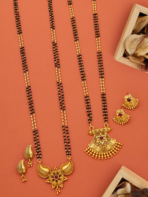 bhanu diam Metal Gold-plated Gold, Black Jewellery Set(Pack of 2)
