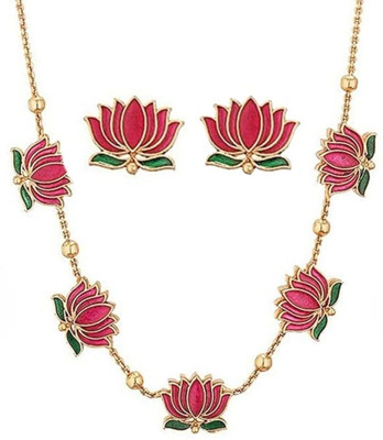 uniworldwide Brass Pink Jewellery Set(Pack of 1)