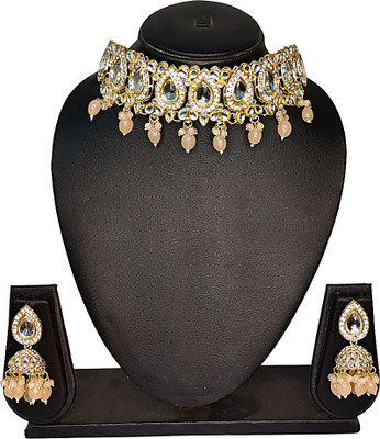 Zarmar fashion Stone, Crystal, Alloy Gold-plated Gold, Gold Jewellery Set(Pack of 1)
