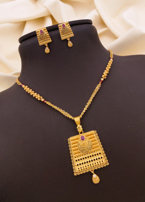 sakimo Brass Gold-plated Gold Jewellery Set(Pack of 1)