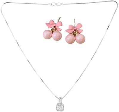 SRK Fashions Alloy White, Pink Jewellery Set(Pack of 1)