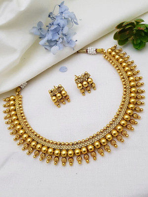 Aadesh Creation Copper Gold-plated Gold Jewellery Set(Pack of 1)