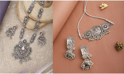 Lathar Alloy Silver Jewellery Set(Pack of 2)