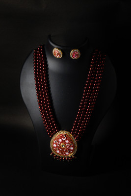 LAVANYA LUXURY Alloy Gold-plated Maroon Jewellery Set(Pack of 4)