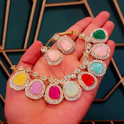 Gorgeous Gems Stone Multicolor Jewellery Set(Pack of 3)