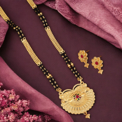 Seora Alloy Gold-plated Gold, Red Jewellery Set(Pack of 2)