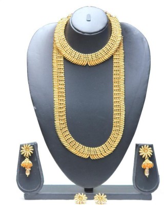 Ethnicking Brass, Copper, Alloy Gold-plated Maroon, Gold Jewellery Set(Pack of 1)