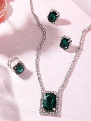 bulsenk Alloy Gold-plated Silver, Green Jewellery Set(Pack of 1)