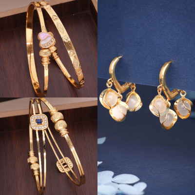 Divastri Brass Gold-plated Purple, Bronze Jewellery Set(Pack of 3)