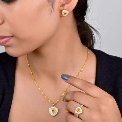 Soundarya Sterling Silver Gold-plated Yellow Jewellery Set(Pack of 5)