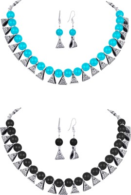 TAP Fashion Brass Silver Turquoise, Black Jewellery Set(Pack of 1)