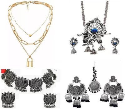 ZUKHRUF Oxidised Silver Silver, Gold-plated Silver, Gold Jewellery Set(Pack of 1)