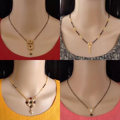 Dency Pack Of 4 Gold Plated Mangalsutra Tanmaniya For Women Alloy Mangalsutra