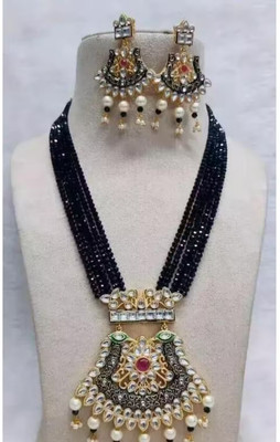 SatnamCreation Alloy Gold-plated Black Jewellery Set(Pack of 1)