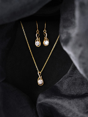 CLARA Sterling Silver Gold-plated Gold Jewellery Set(Pack of 3)