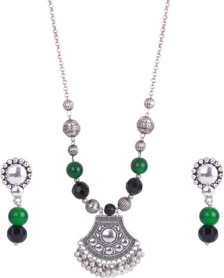 JFL - Jewellery for Less Brass Silver Black, Green, Silver Jewellery Set(Pack of 1)