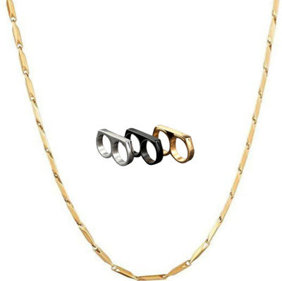 Vipunj Brass, Stainless Steel Silver, Gold-plated, Titanium Silver, Gold, Black Jewellery Set(Pack of 4)