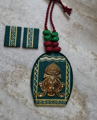 Skd Fabric Green Jewellery Set(Pack of 1)