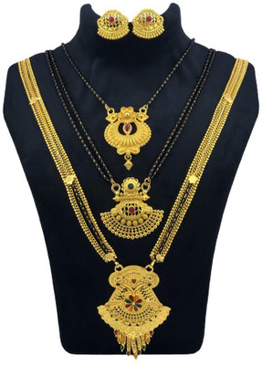 JRD GLOBAL Brass Gold-plated Gold, Black Jewellery Set(Pack of 5)