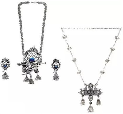 Samridhi DC Oxidised Silver, Alloy Silver Jewellery Set(Pack of 2)
