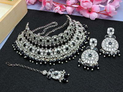 VATSALYA creation Alloy Gold-plated, Silver Black, Silver Jewellery Set(Pack of 1)