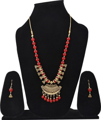 Shree Shyam Alloy Red Jewellery Set(Pack of 2)