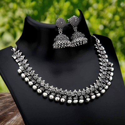Haniya Oxidised Silver Silver Silver, Black Jewellery Set(Pack of 1)