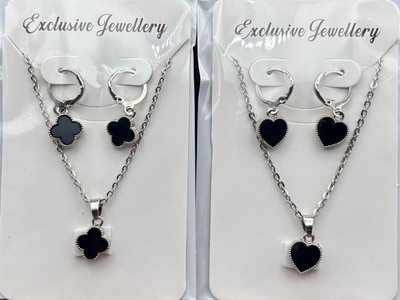 MAYA IMPEX Alloy Silver Black Jewellery Set(Pack of 6)