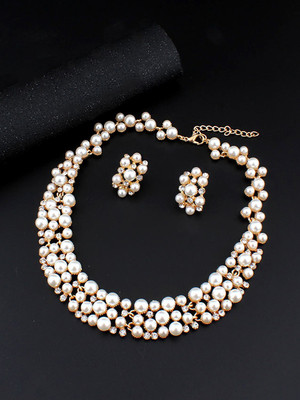 YELLOW CHIMES Metal Gold-plated Gold, White Jewellery Set(Pack of 1)